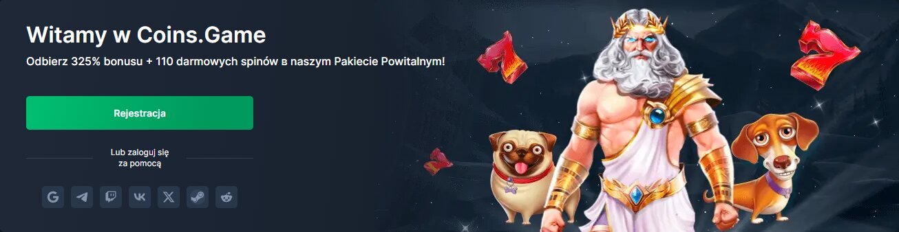 Bonus powitalny Coins Game Casino – 150% do 2250 zł + 25 darmowych spinów